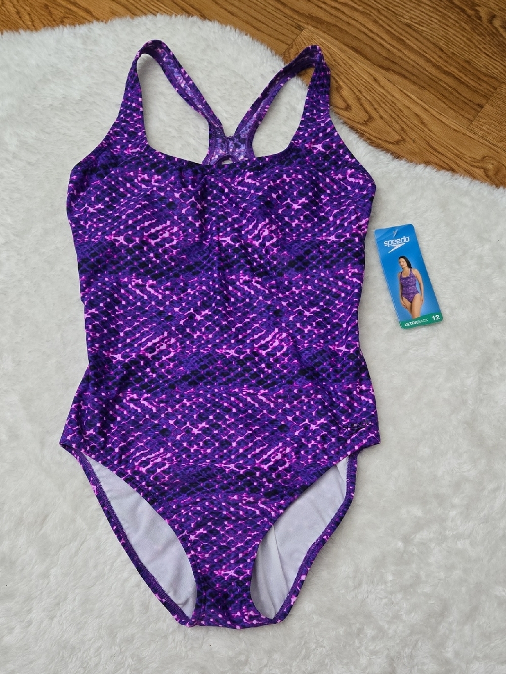 Speedo Purple One Piece Swimsuit, Womens Size 12